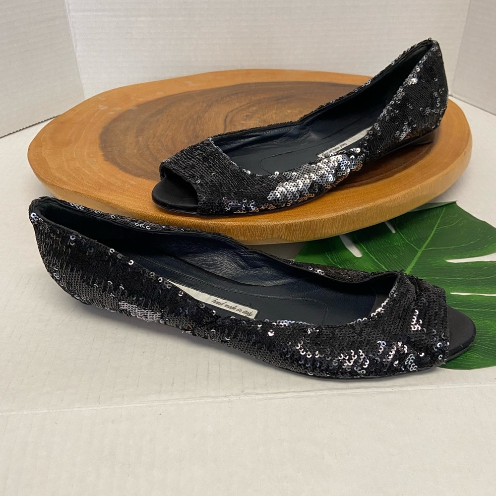 Dusica Sacks Sequined Peep Toe Ballet Flats